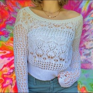 Cropped open knit sweater